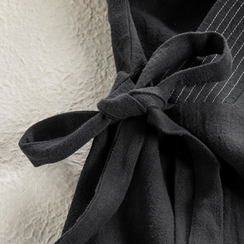 Buddha Stones Simple Fall Lace-up Cotton Linen Men Jacket Coat Zen Clothing - image 9