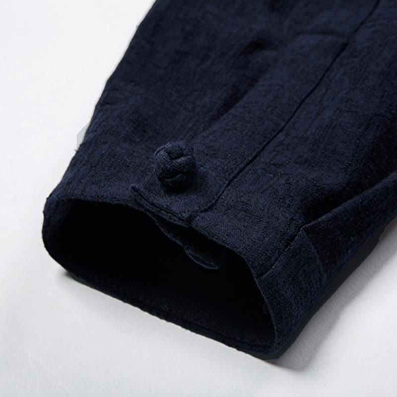 Buddha Stones Fall Solid Long Sleeve Button Shirt Cotton Linen Men Clothing - image 12