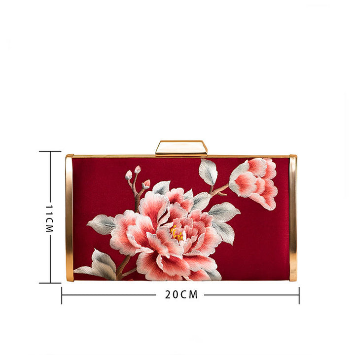 Buddha Stones Carnation Peony Begonia Su Embroidery Wedding Shopping Purse Handbag Crossbody Bag