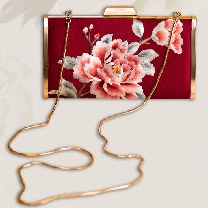 Buddha Stones Carnation Peony Begonia Su Embroidery Wedding Shopping Purse Handbag Crossbody Bag