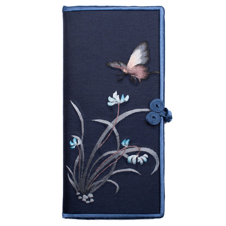 Buddha Stones Butterfly Orchid Su Embroidery Journey Shopping Purse Handbag