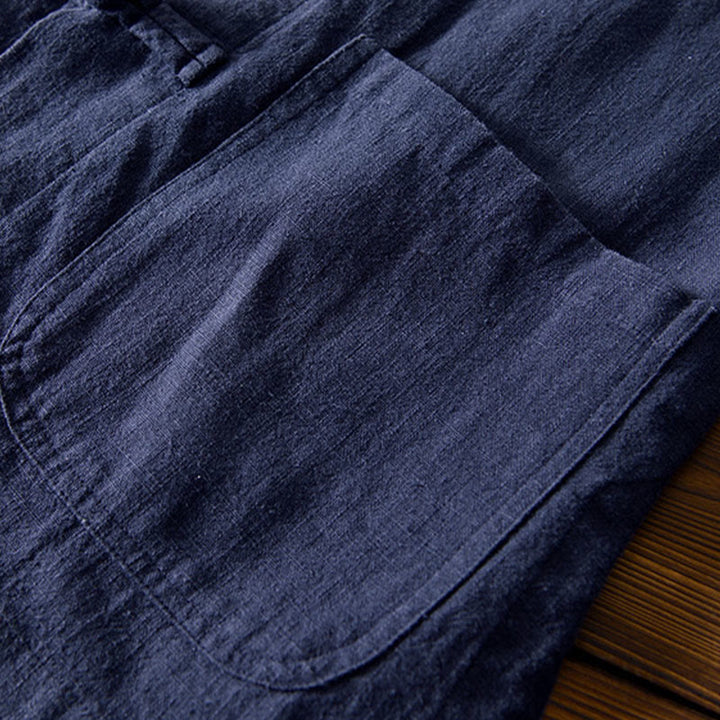 Buddha Stones Frog-Button Chinese Tang Suit Cotton Linen Men Shirt With Pockets - image 30