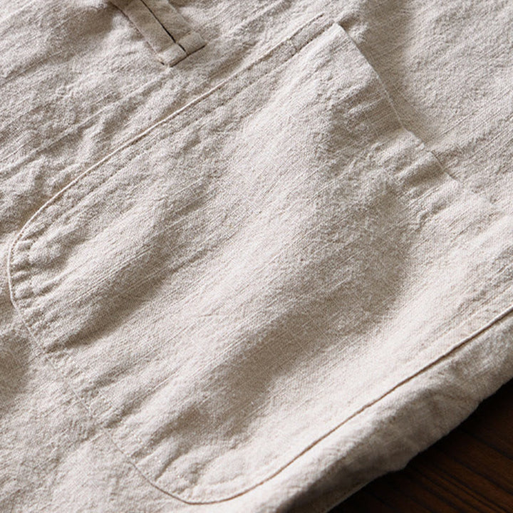 Buddha Stones Frog-Button Chinese Tang Suit Cotton Linen Men Jacket Shirt With Pockets