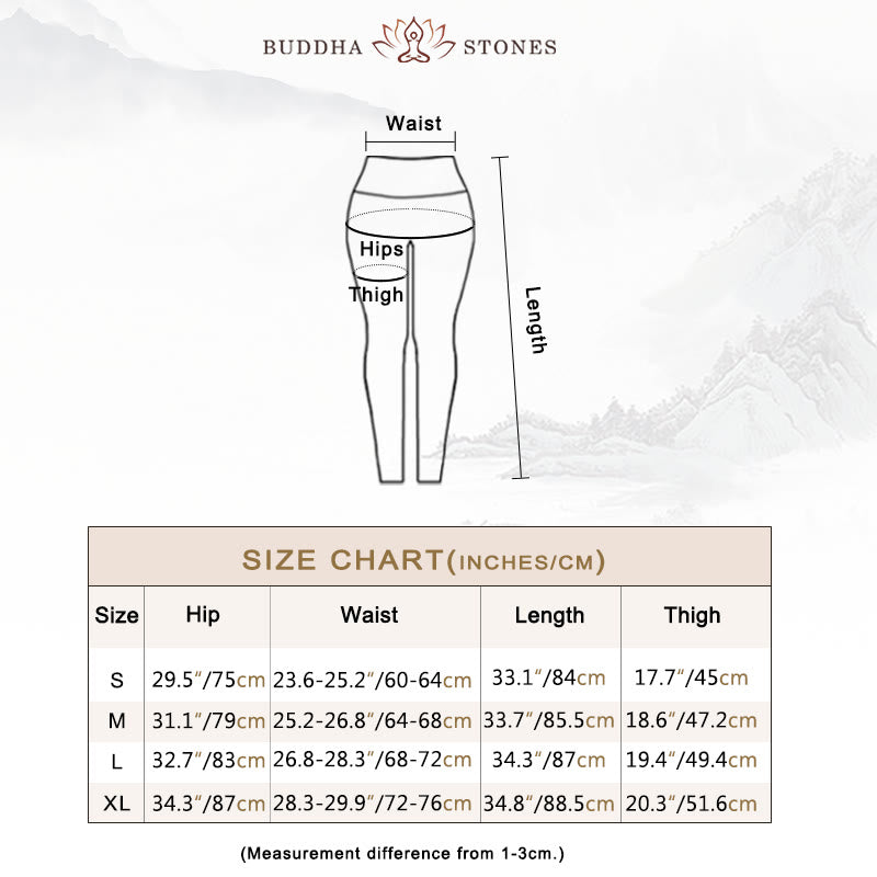 Buddha Stones Leaves Pattern Sports Fitness Yoga High Waist Leggings Women's Yoga Pants - image 6