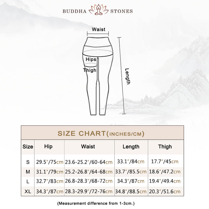 Buddha Stones Flowers Leaves Print Sports Fitness Yoga High Waist Leggings Women's Yoga Pants - image 4