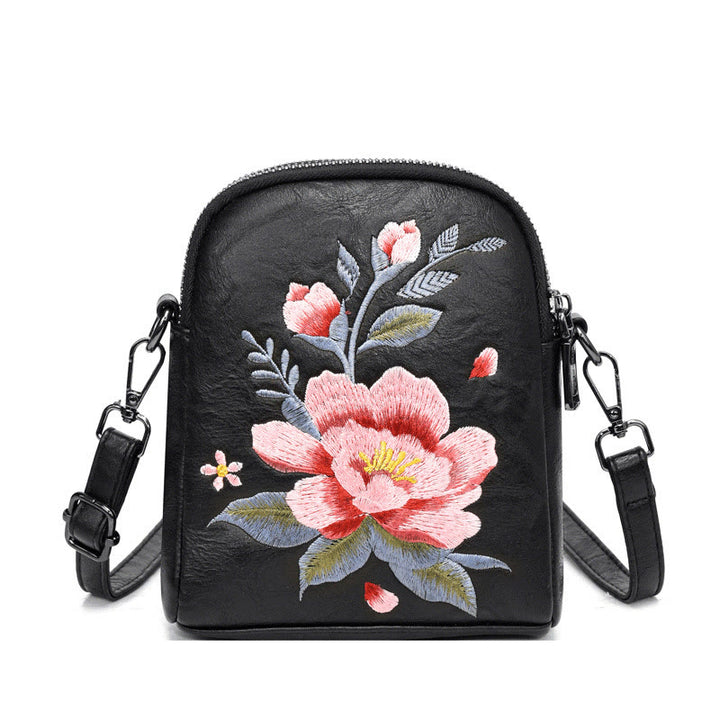 Buddha Stones Lotus Su Embroidery Journey Shopping Purse Shoulder Bag Crossbody Bag