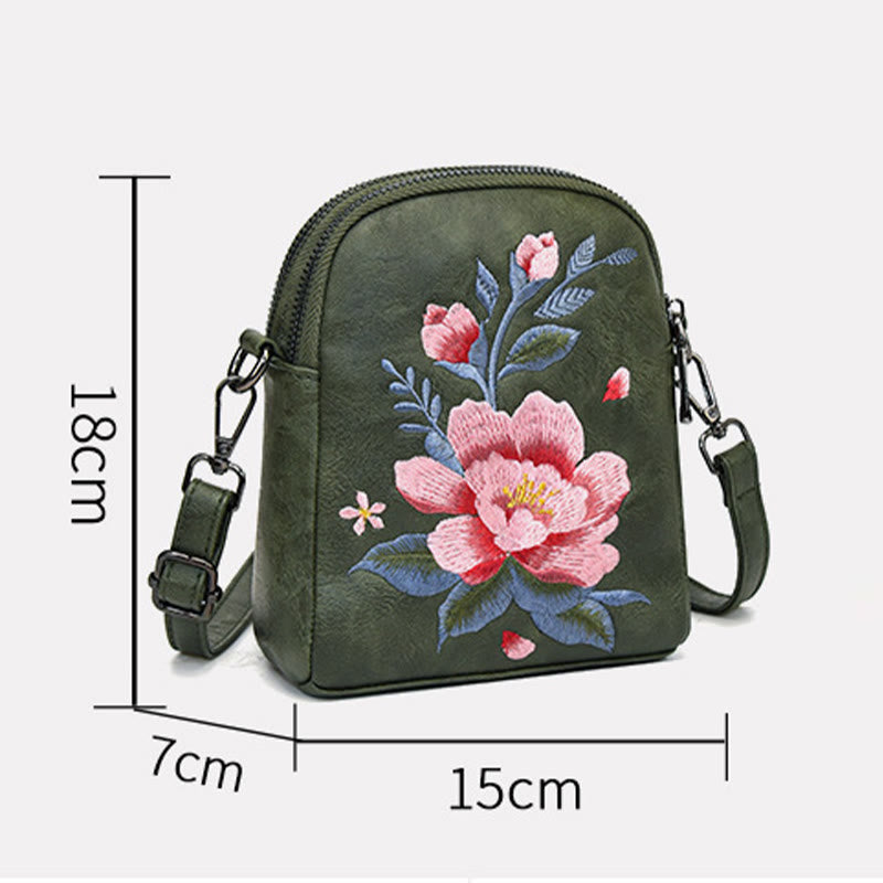 Buddha Stones Lotus Su Embroidery Journey Shopping Purse Shoulder Bag Crossbody Bag