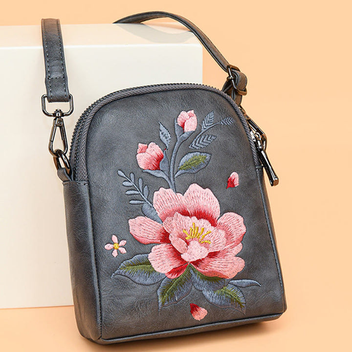 Buddha Stones Lotus Su Embroidery Journey Shopping Purse Shoulder Bag Crossbody Bag