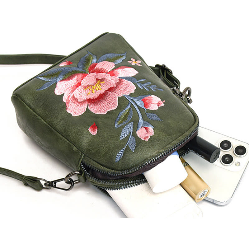 Buddha Stones Lotus Su Embroidery Journey Shopping Purse Shoulder Bag Crossbody Bag