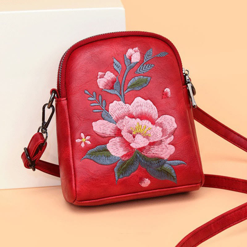 Buddha Stones Lotus Su Embroidery Journey Shopping Purse Shoulder Bag Crossbody Bag