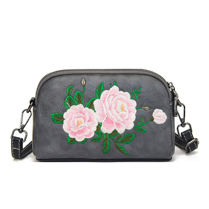 Buddha Stones Peony Pomegranate Flowers Su Embroidery Journey Shopping Purse Shoulder Bag Crossbody Bag