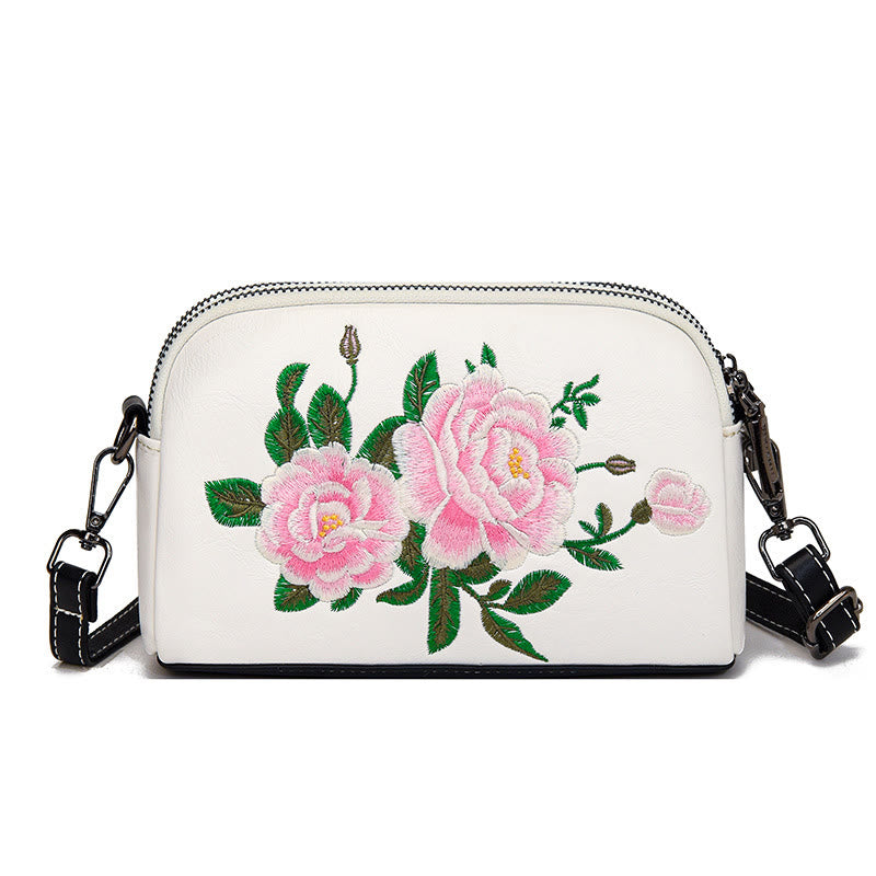 Buddha Stones Peony Pomegranate Flowers Su Embroidery Journey Shopping Purse Shoulder Bag Crossbody Bag