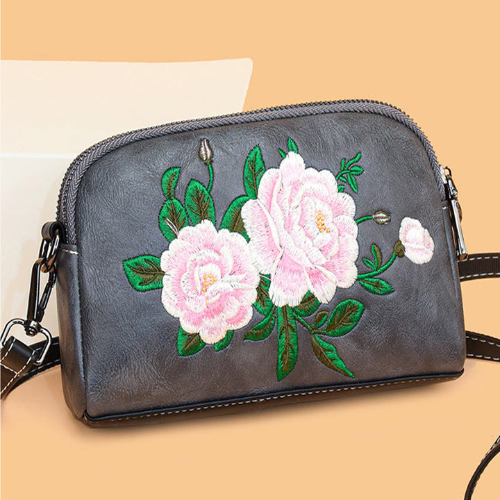 Buddha Stones Peony Pomegranate Flowers Su Embroidery Journey Shopping Purse Shoulder Bag Crossbody Bag