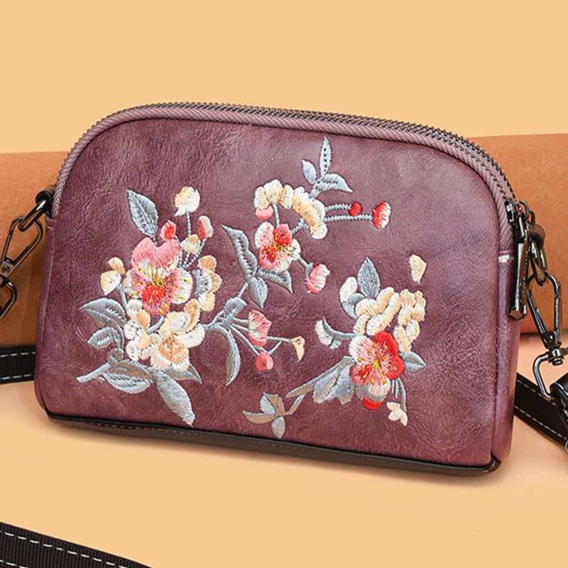 Buddha Stones Peony Pomegranate Flowers Su Embroidery Journey Shopping Purse Shoulder Bag Crossbody Bag