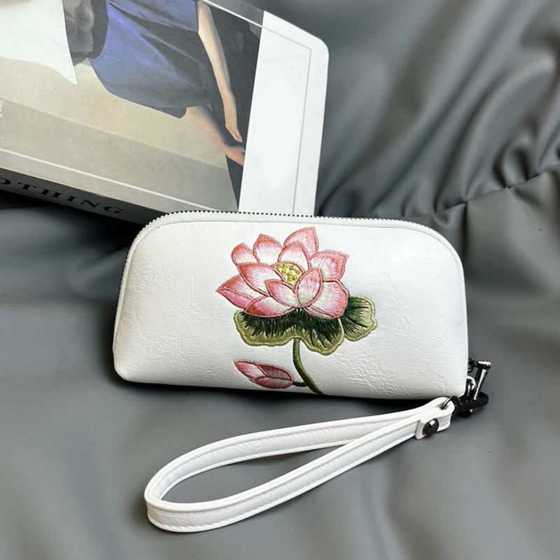 Buddha Stones Lotus Su Embroidery Journey Shopping Purse Handbag