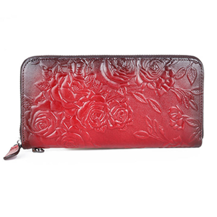 Buddha Stones Retro Rose Printed Leather Bag Journey Shopping Purse Handbag