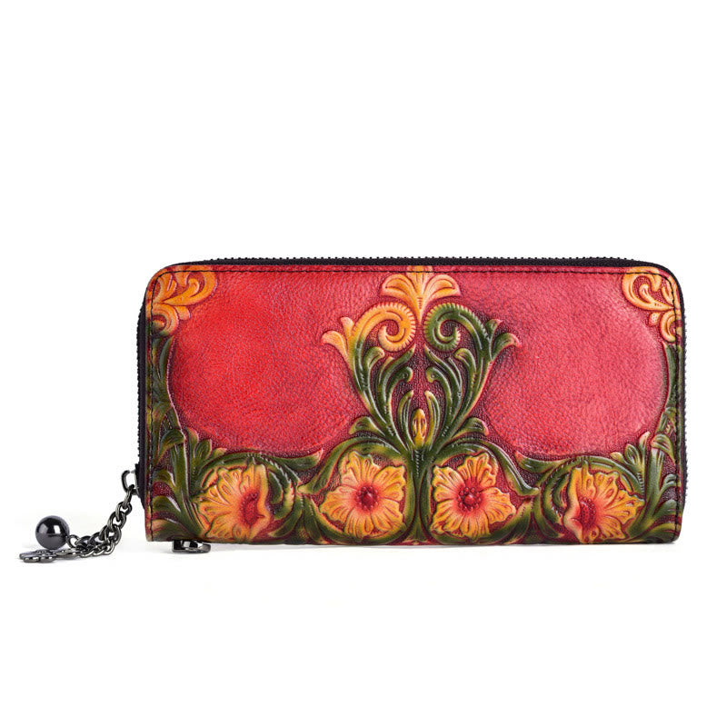 Buddha Stones Retro Flowers Printed Leather Bag Journey Shopping Purse Handbag