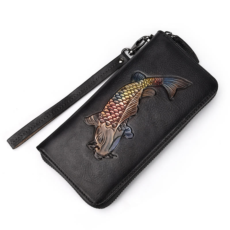 Buddha Stones Koi Fish Printed Leather Bag Journey Shopping Purse Handbag