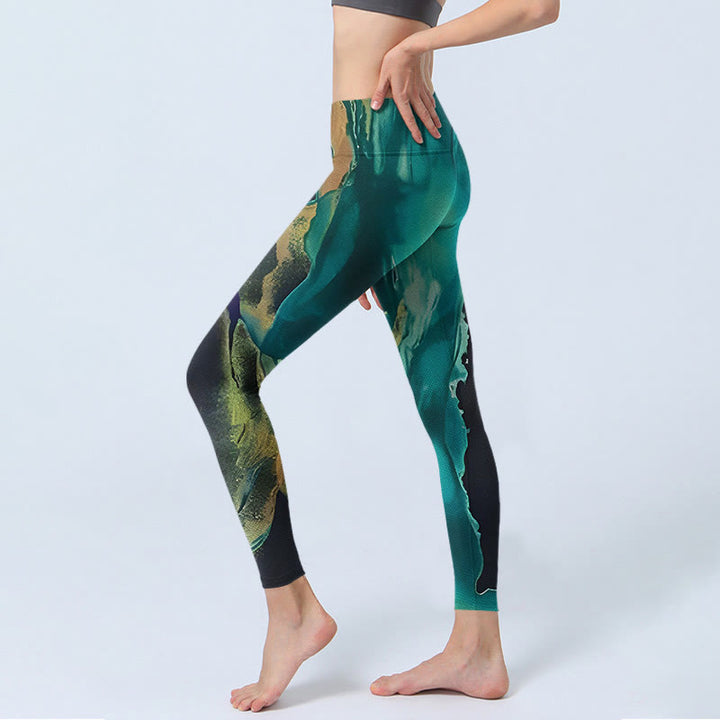 Buddha Stones DarkCyan Natural Landscapes Exercise Leggings Women's Yoga Pants