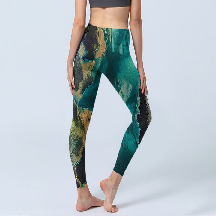 Buddha Stones DarkCyan Natural Landscapes Exercise Leggings Women's Yoga Pants