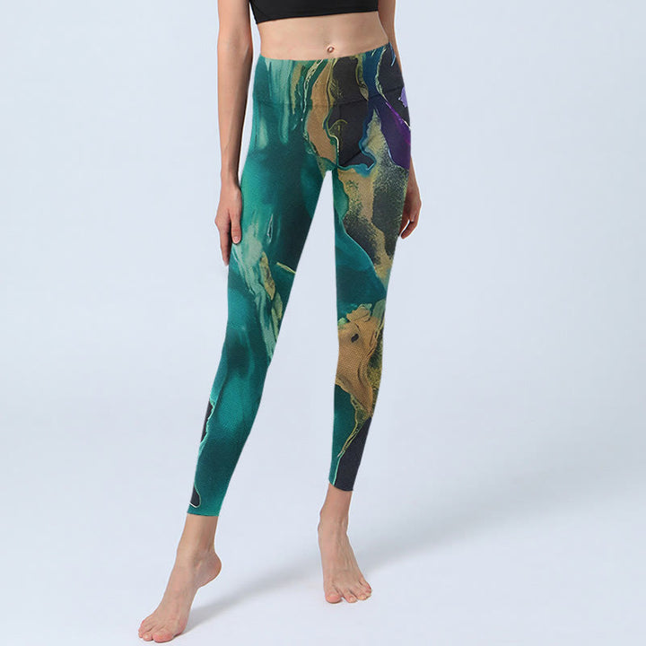 Buddha Stones DarkCyan Natural Landscapes Exercise Leggings Women's Yoga Pants