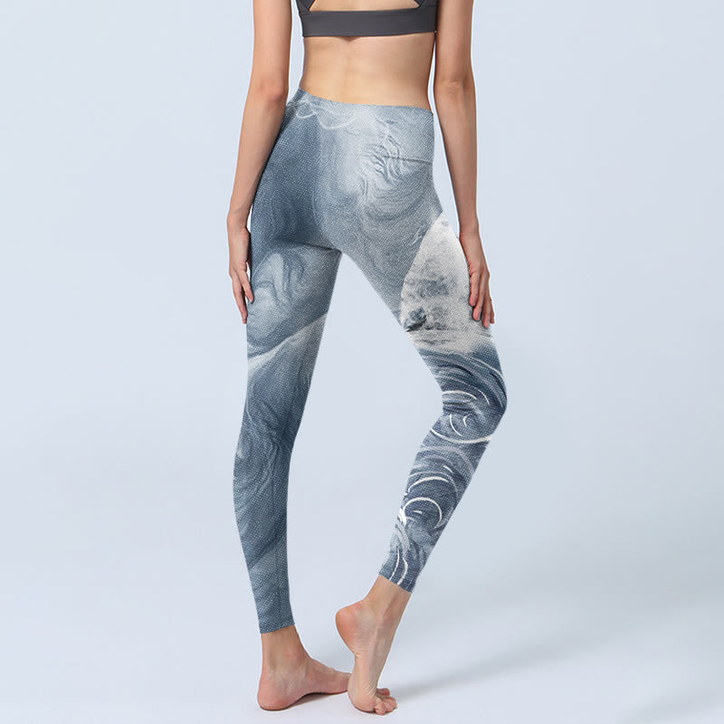 Buddha Stones Light Slate Gray White Cat Exercise Leggings Women's Yoga Pants - image 4