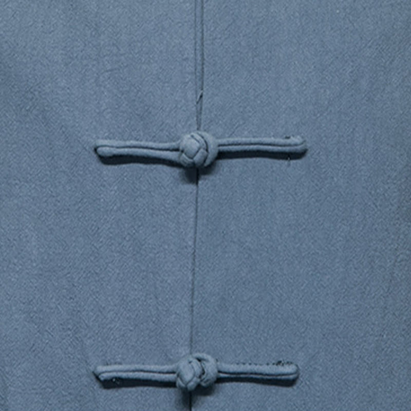 Buddha Stones Simple Frog-Button Chinese Tang Suit Cotton Men Jacket Shirt With Pockets - image 23