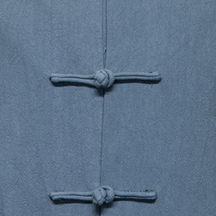 Buddha Stones Simple Frog-Button Chinese Tang Suit Cotton Men Jacket Shirt With Pockets - image 23