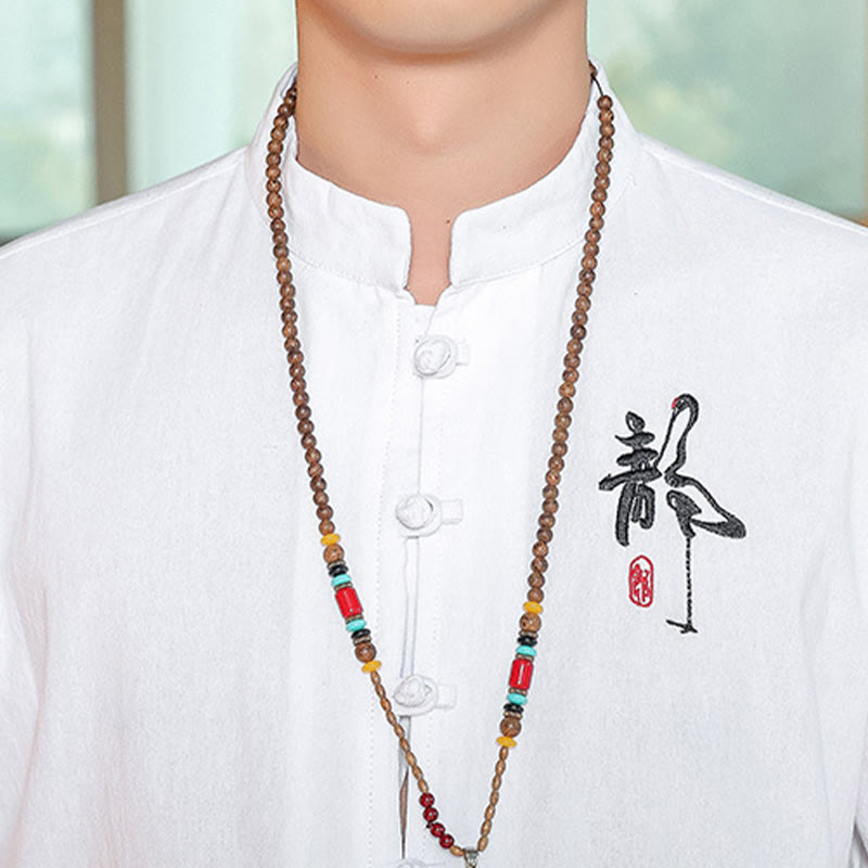 Buddha Stones Fall Solid Long Sleeve Frog-Button Shirt Linen Men Zen Clothing - image 6