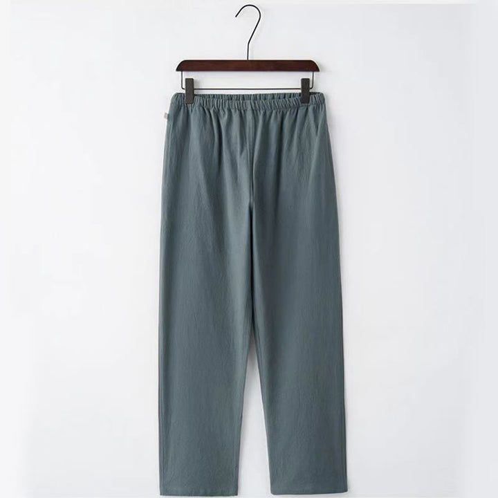 Buddha Stones 2Pcs Tang Suit Traditional Frog-Button Uniform Long Sleeve Shirt Pants Men's Set - image 11