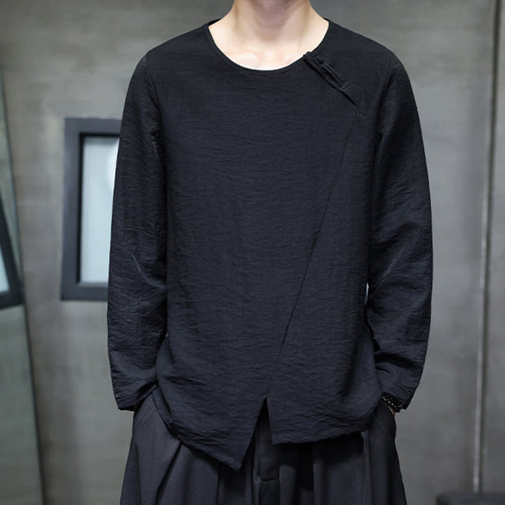 Buddha Stones Fall Solid Round Neck Long Sleeve T-Shirt Cotton Men Clothing - image 22