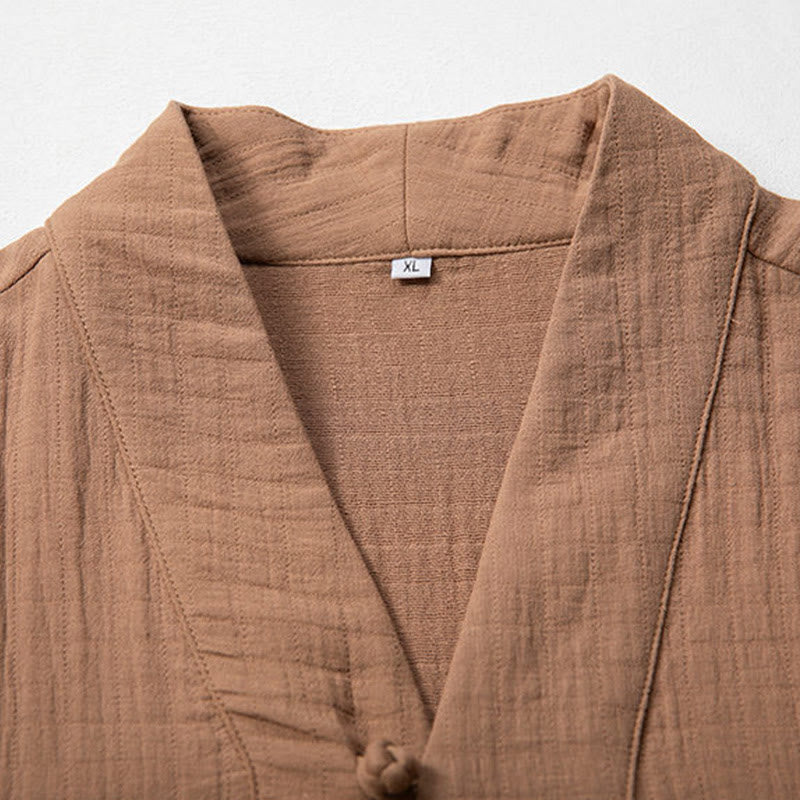 Buddha Stones Fall Simple V-Neck Long Sleeve T-Shirt Cotton Men Clothing - image 6