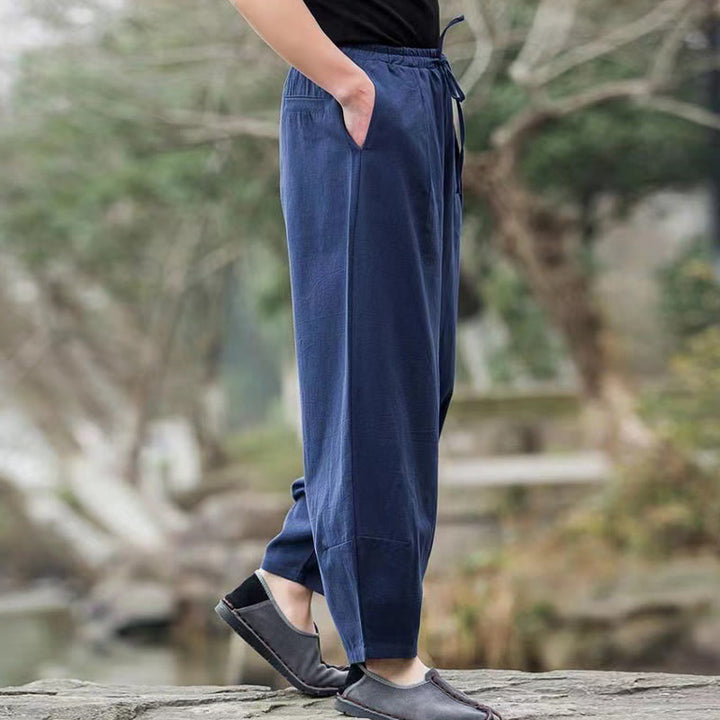 Buddha Stones Casual Simple Drawstring Men's Harem Pants With Pockets - image 2