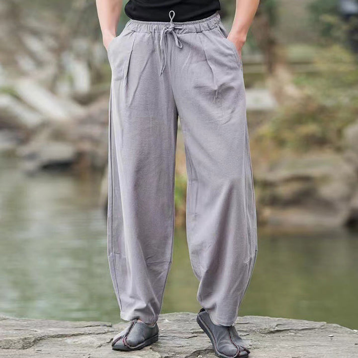 Buddha Stones Casual Simple Drawstring Men's Harem Pants With Pockets - image 10