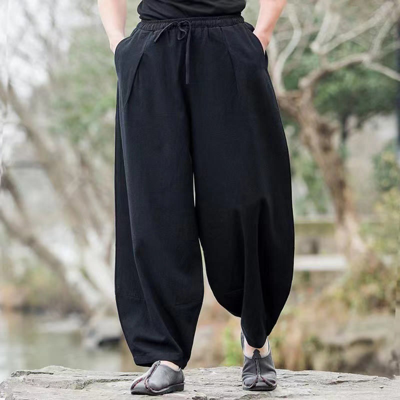 Buddha Stones Casual Simple Drawstring Men's Harem Pants With Pockets - image 7