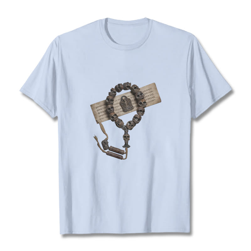 Buddha Stones Tibetan The Lord Of The Corpse Forest Beads Pattern Tee T-shirt - Light Cyan - 2XL - image 13