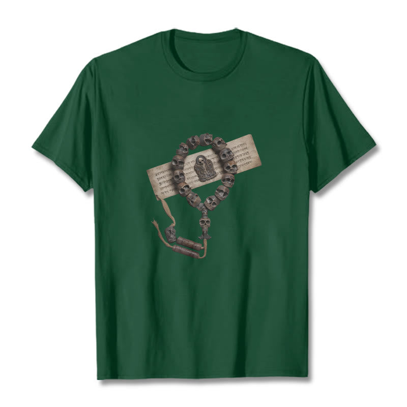 Buddha Stones Tibetan The Lord Of The Corpse Forest Beads Pattern Tee T-shirt - Forest Green - 2XL - image 7