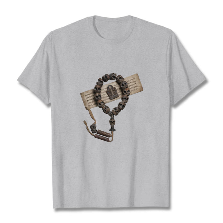 Buddha Stones Tibetan The Lord Of The Corpse Forest Beads Pattern Tee T-shirt - Light Grey - 2XL - image 22