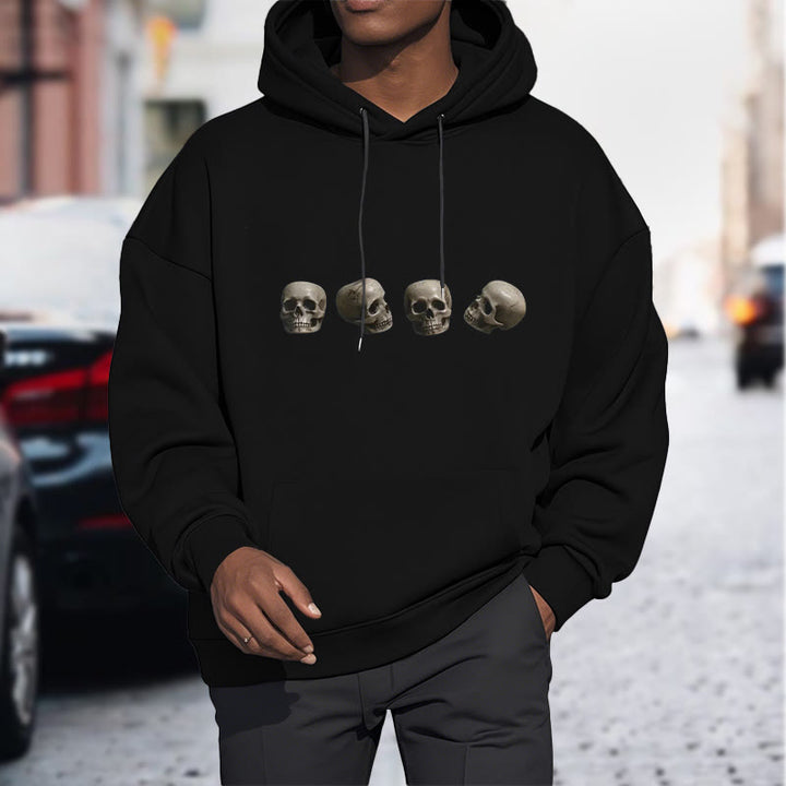 Buddha Stones Tibetan The Lord Of The Corpse Forest Skulls Pattern Fleece Lined Hoodie