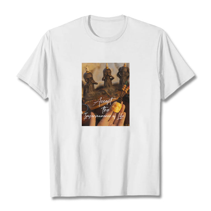 Buddha Stones Accept The Impermanence Of Life The Lord Of The Corpse Forest Skulls Tee T-shirt