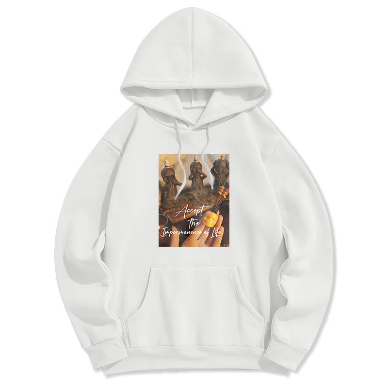 Buddha Stones Accept the Impermanence of Life The Lord Of The Corpse Forest Skulls Fleece Lined Hoodie