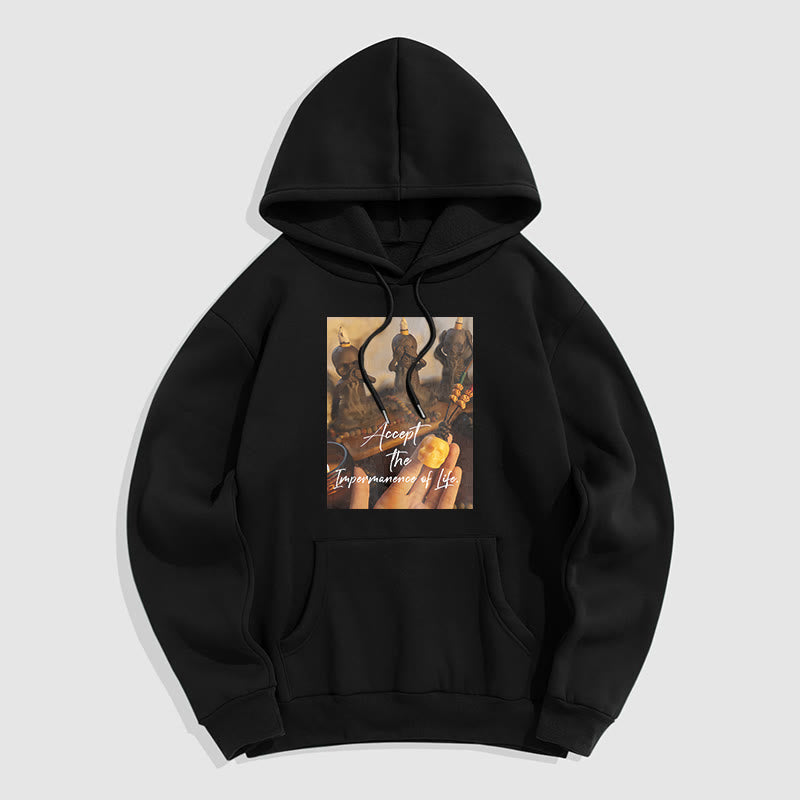 Buddha Stones Accept the Impermanence of Life The Lord Of The Corpse Forest Skulls Fleece Lined Hoodie