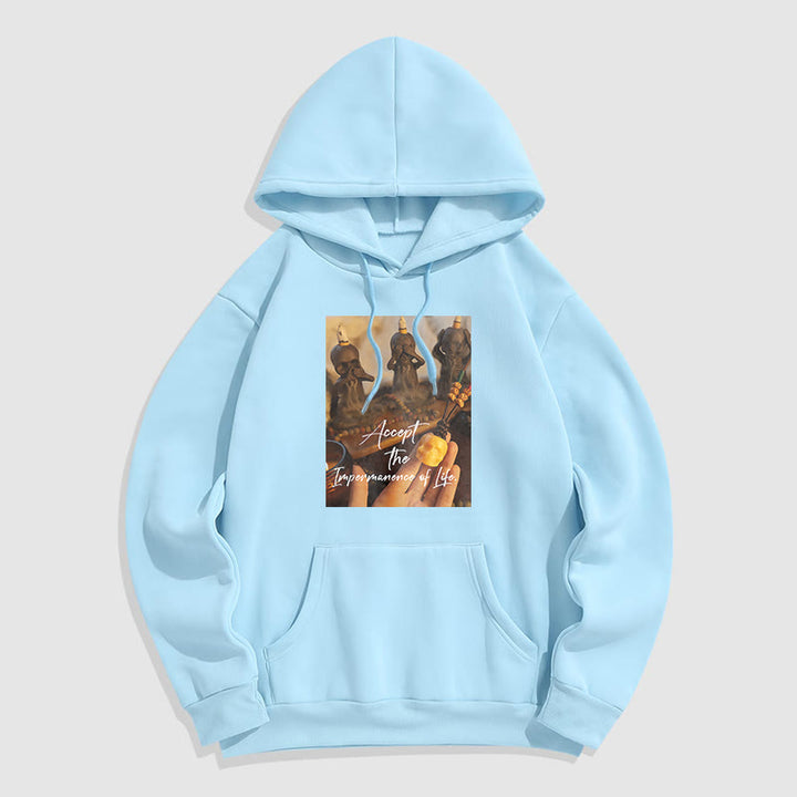 Buddha Stones Accept the Impermanence of Life The Lord Of The Corpse Forest Skulls Fleece Lined Hoodie