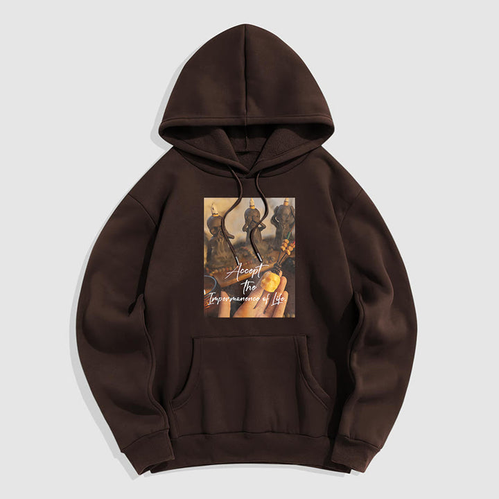 Buddha Stones Accept the Impermanence of Life The Lord Of The Corpse Forest Skulls Fleece Lined Hoodie