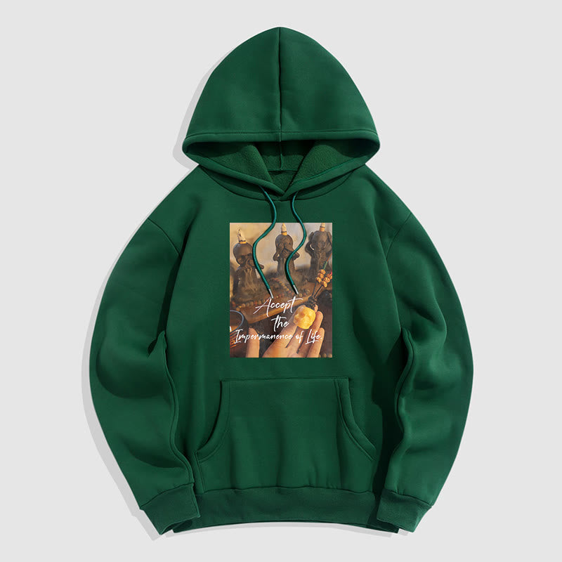 Buddha Stones Accept the Impermanence of Life The Lord Of The Corpse Forest Skulls Fleece Lined Hoodie