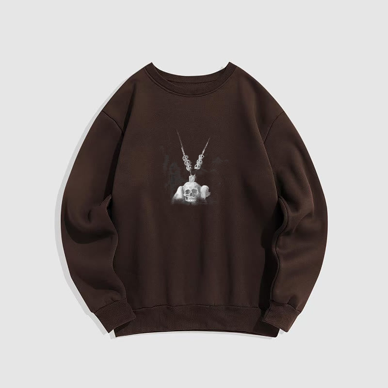 Buddha Stones Tibetan The Lord Of The Corpse Forest Skulls Pendant Clouds Design Fleece Lined Sweatshirt