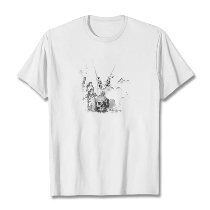 Buddha Stones Tibetan The Lord Of The Corpse Forest Skulls Pendant Clouds Design Tee T-shirt