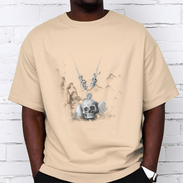Buddha Stones Tibetan The Lord Of The Corpse Forest Skulls Pendant Clouds Design Tee T-shirt - image 21