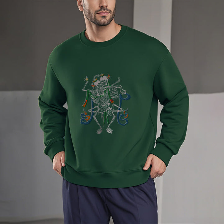 Buddha Stones Tibetan The Lord Of The Corpse Forest Design Fleece Lined Sweatshirt