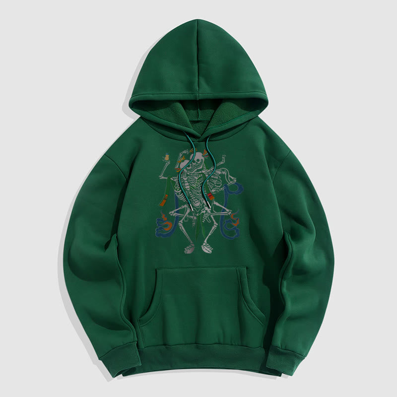 Buddha Stones Tibetan The Lord Of The Corpse Forest Design Fleece Lined Hoodie